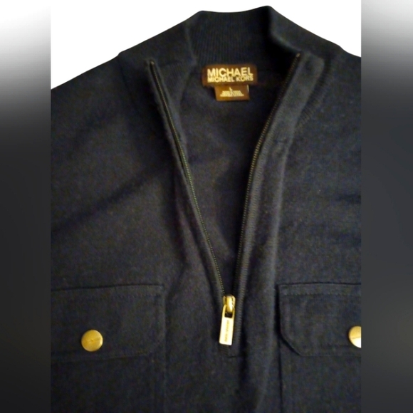 Men's Michael Kors Sweater. Dark Blue pullover Sweater. Quarter zip.  Size Large - Picture 5 of 9